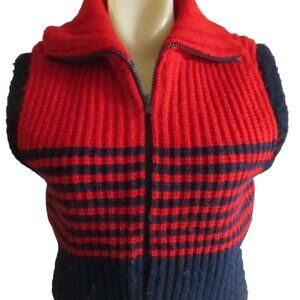 Medium Vintage Women's Knit Vest Jacket 1990's The Italian Mob Red/Blue Thick M